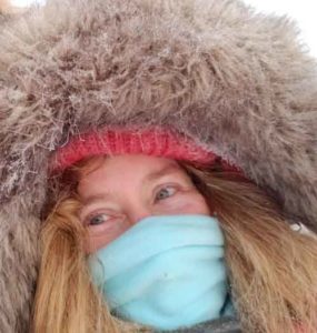 Dawn Groves going dog mushing in the Yukon